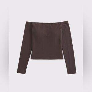 Abercrombie Bra-Free Off-The-Shoulder Long-Sleeve Top Brown Size Medium